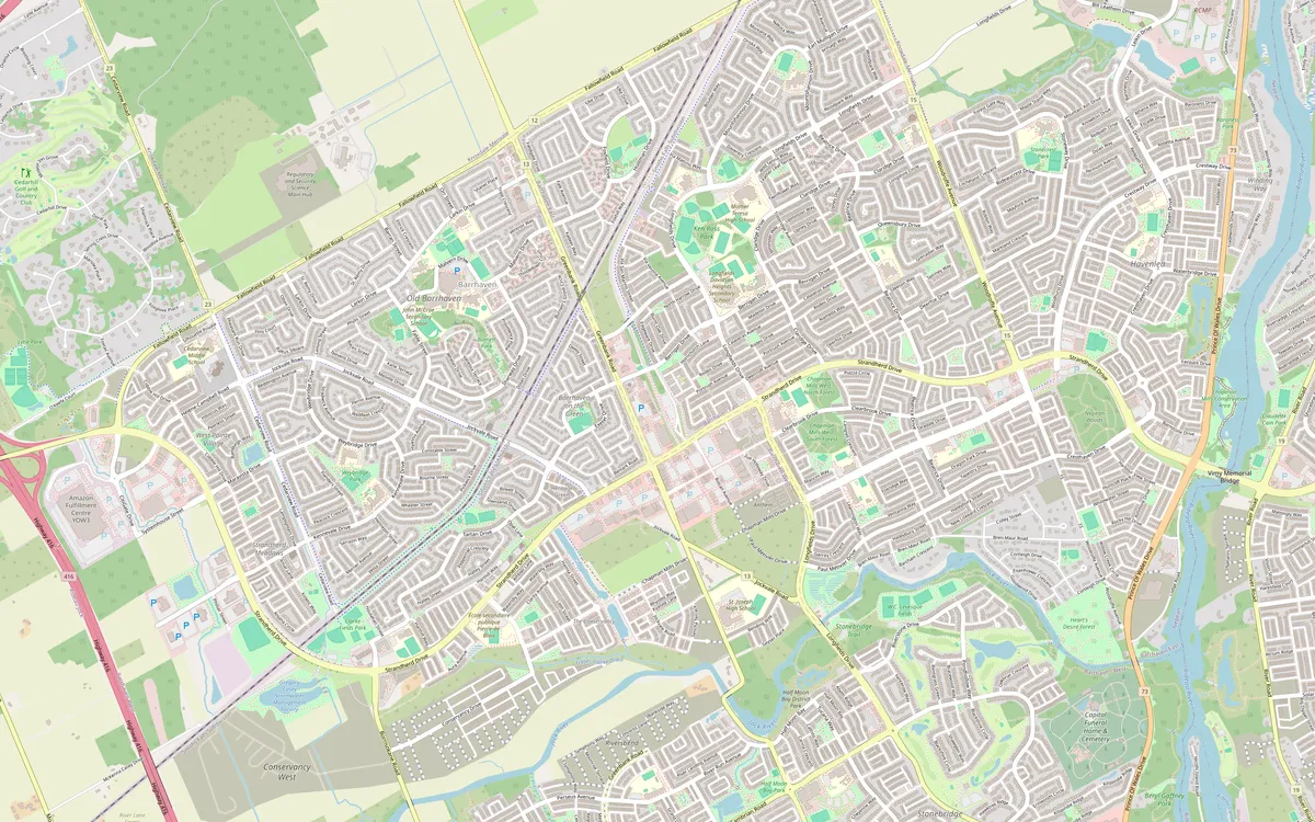 Map of the Barrhaven area of Ottawa