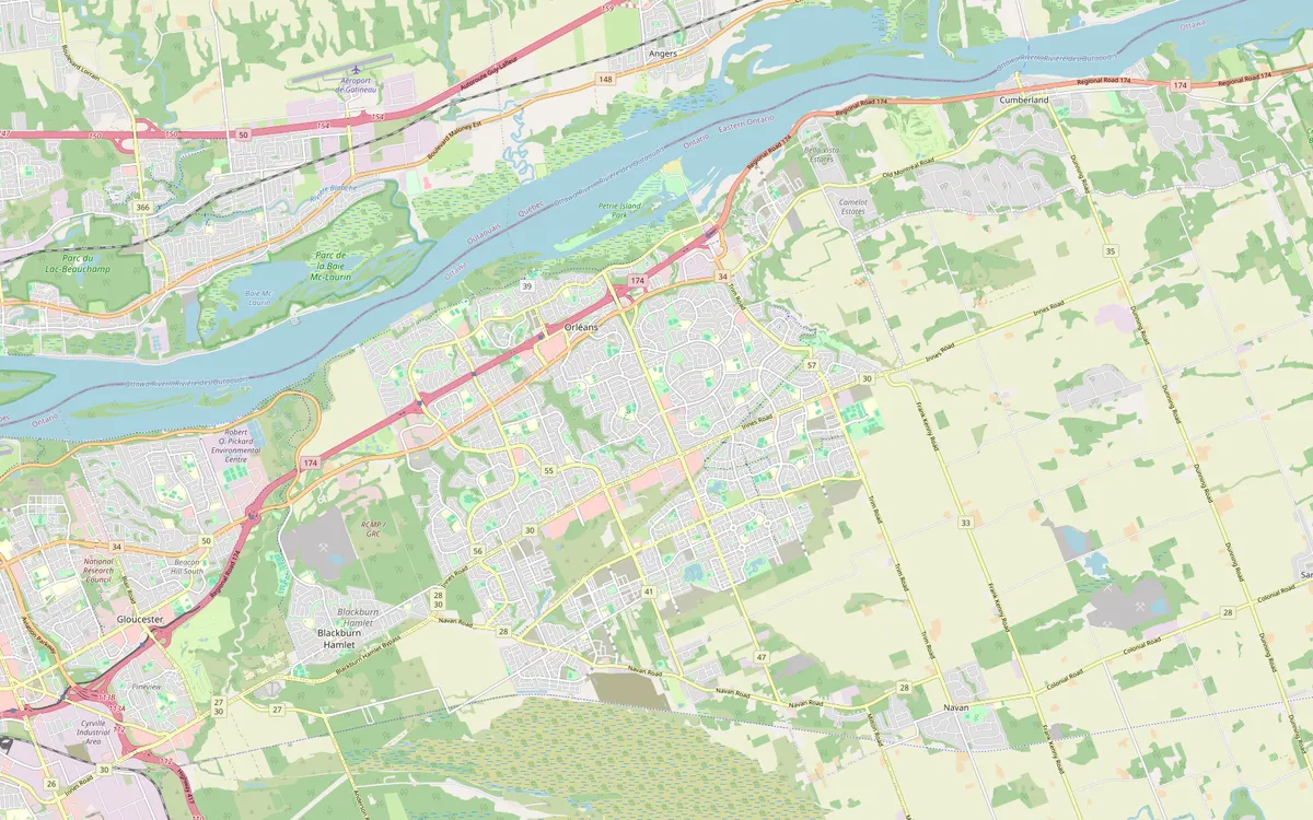 Map of the Orleans area of Ottawa