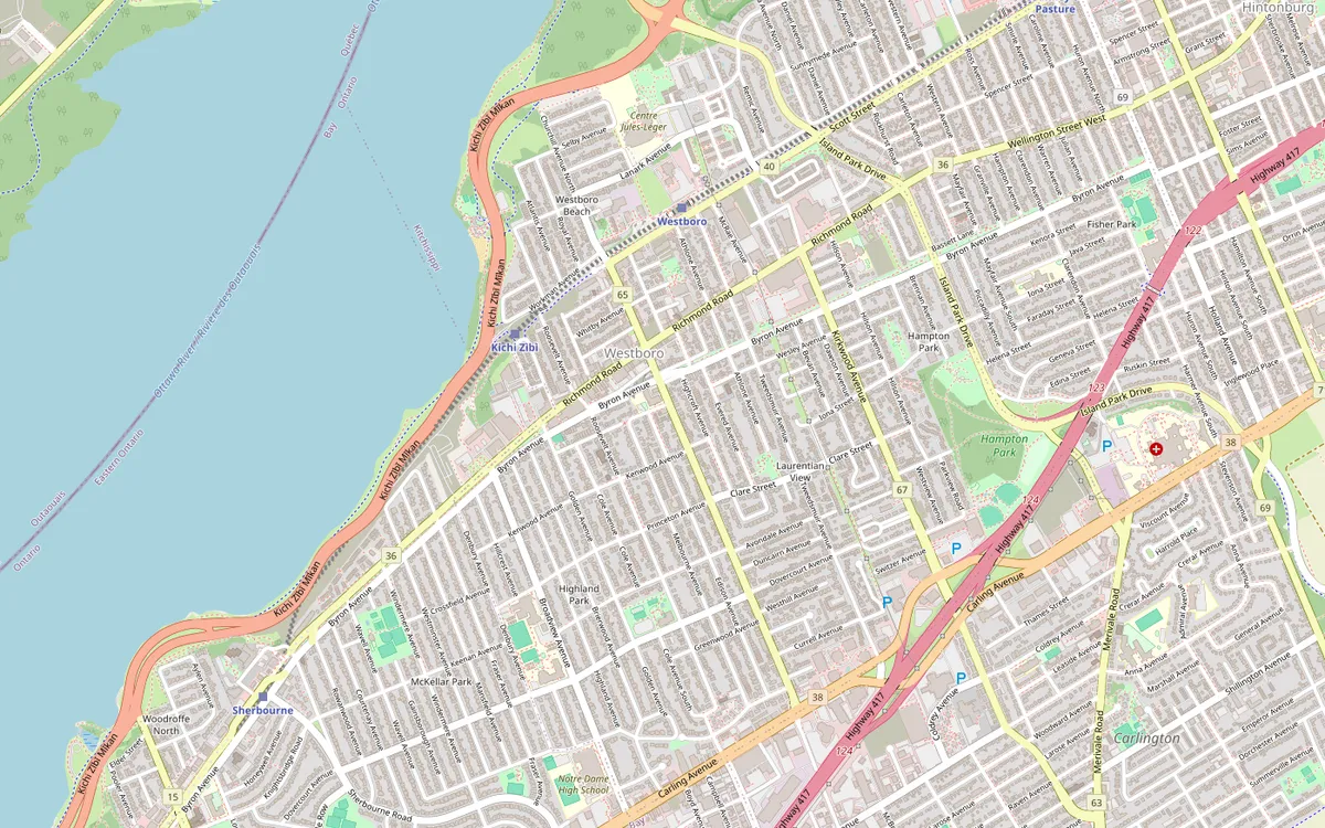 Map of the Westboro area of Ottawa