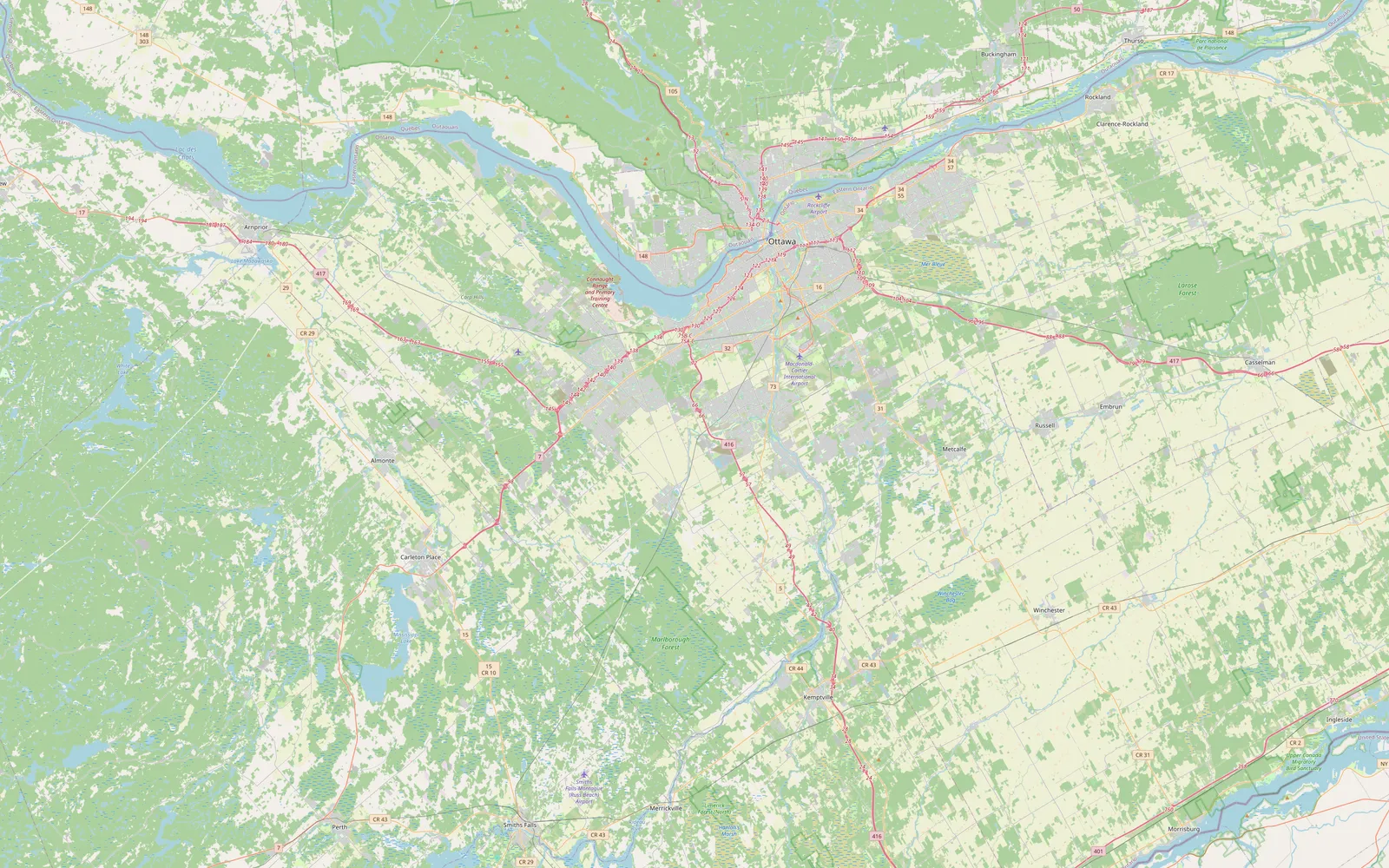 Map of the City of Ottawa service area