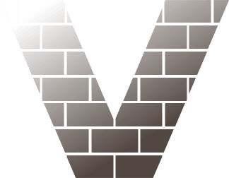 The company logo, the letter V with a brick pattern. Coloured as a diagonal gradient from white to gray.